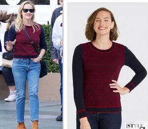 Draper James Reese Witherspoon Cashmere Wool navy burgundy sweater plus size XXL